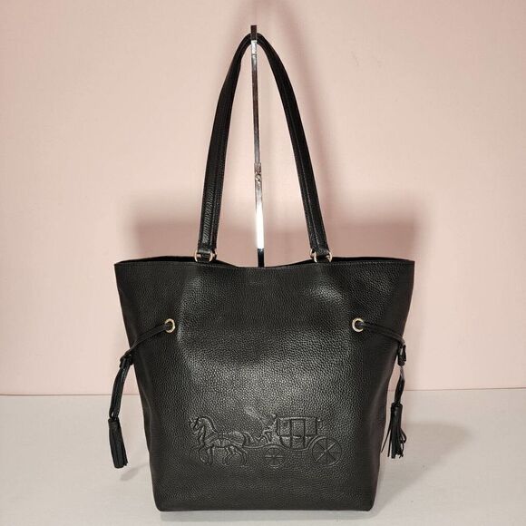 NWT Coach CA200 Leather Tote Bag Black Andy Double Handles - Picture 1 of 8